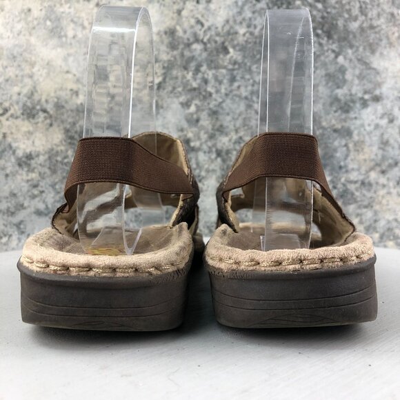 Earth Women's Size 7 Willow Brown Leather Open Toe Slingback Wedge Heel Sandals - Picture 6 of 13